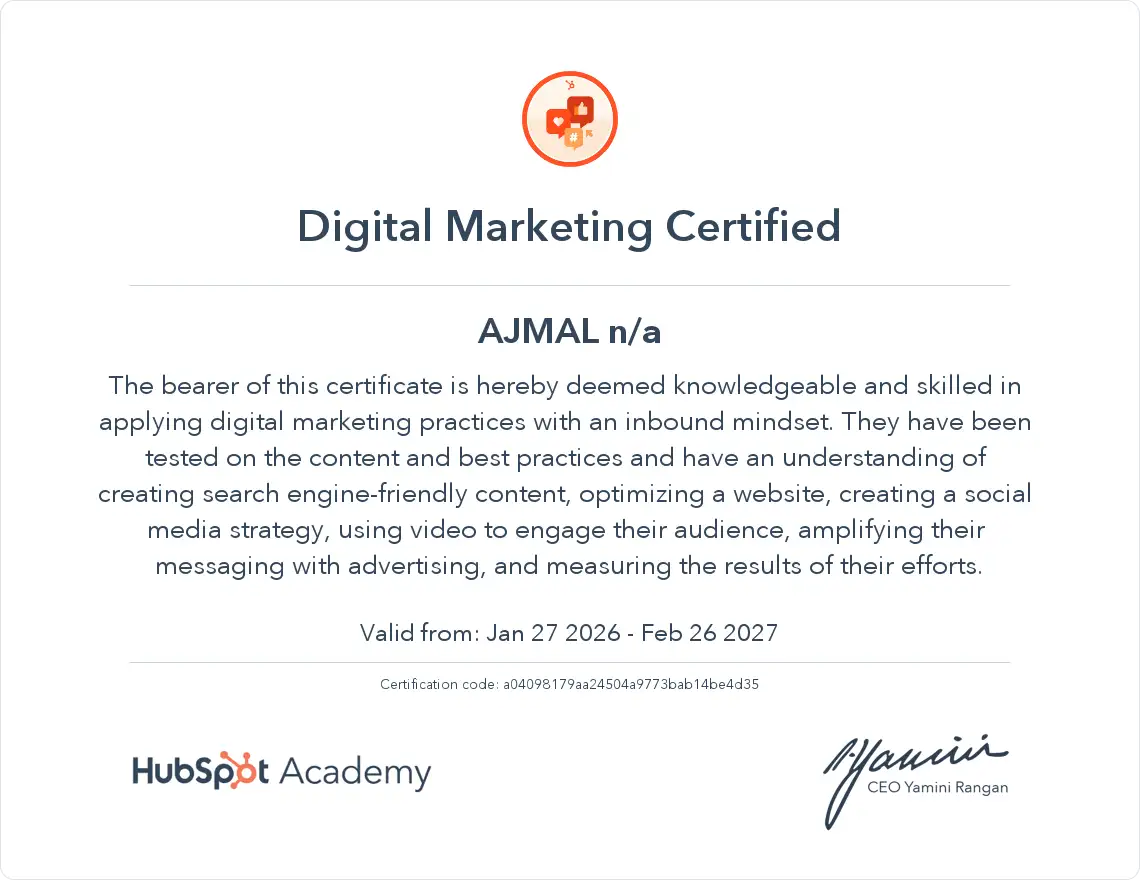 HubSpot Digital Marketing Certification